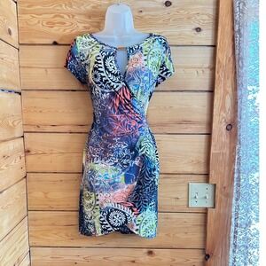 Moci by Purple Rain USA Vintage Y2K Paisley Faux Wrap Mini Dress Small Dopamine